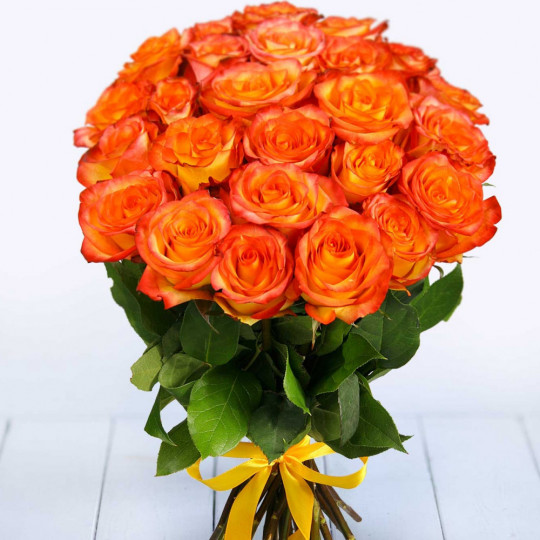 Oranžas rozes 40 cm (maināms ziedu daudzums)
