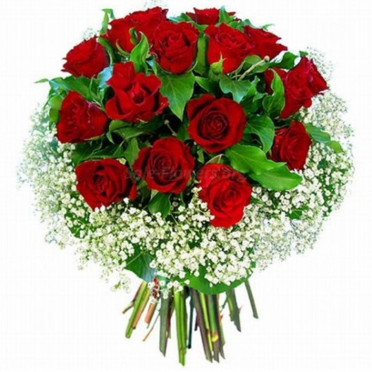 Bouquet of red roses 40 cm Strawberries in powdered sugar