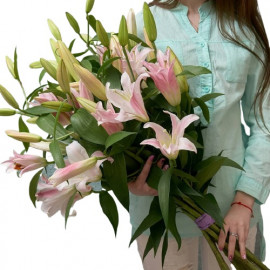 Pink lilies 5 pcs