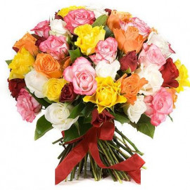 51 Multi-colored roses 40 cm