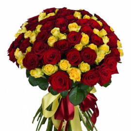 101 yellow and red roses 50 cm