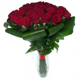 Bouquet of red roses 50 cm with greens