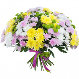21 Multi colored chrysanthemums bouquets