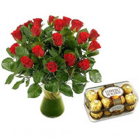 21 sarkana roze 40 cm un Ferrero Rocher