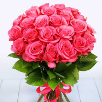 Розовые розы 40 см (количество цветов на выбор)