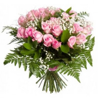 Pink rose bouquet 40 cm with greens (29 pcs)