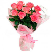 Rozā rožu pušķis 50 cm